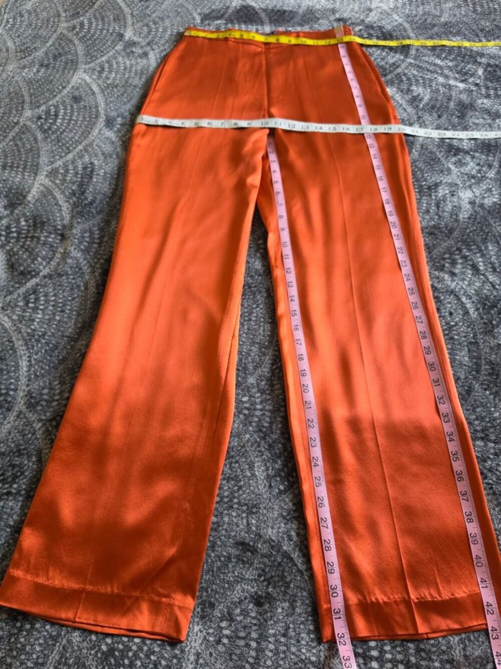 Polo Ralph Lauren Womens Orange/Shedron Pure mulberry Silk Pants Size 2 - Picture 10 of 16